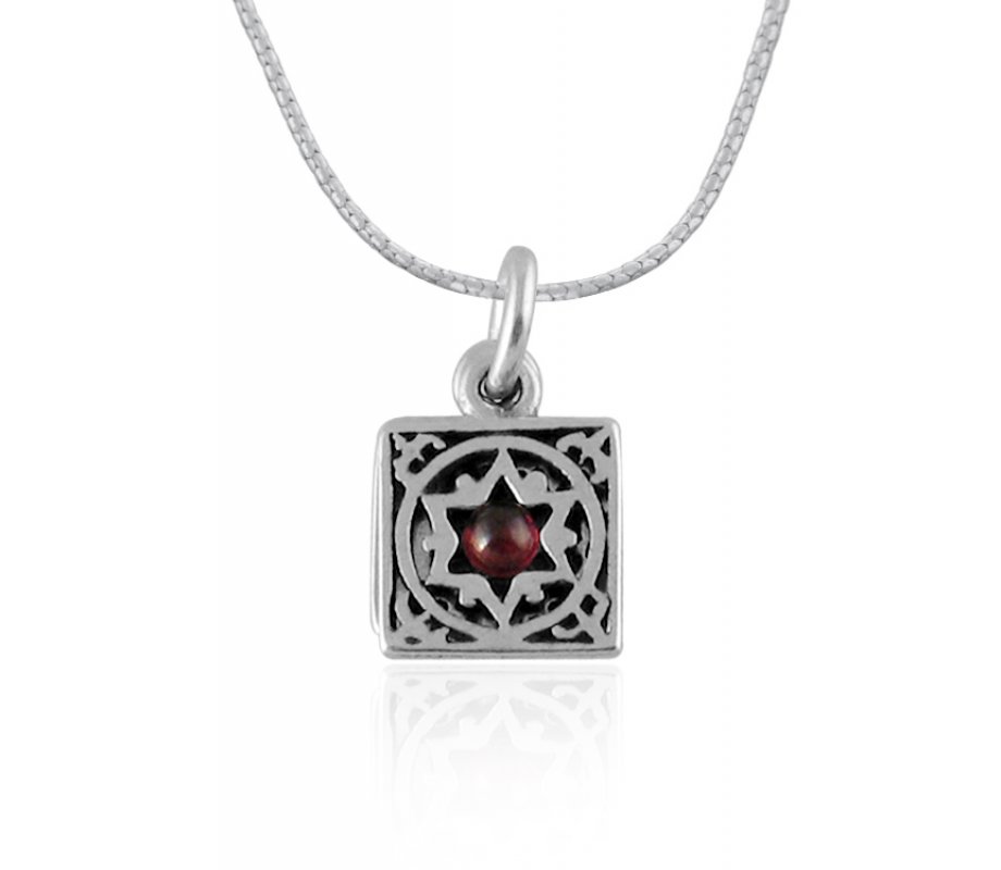 Silver Travelers Prayer Star of David Pendant by Golan Studio