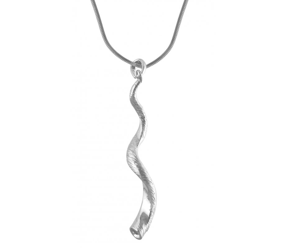 Silver Yemenite Shofar Necklace Pendant Rhodium Plated