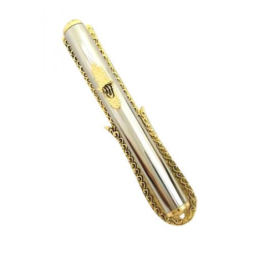 Silver and Gold Plated Hamsa Mezuzah