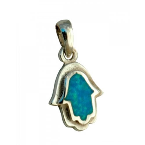 Silver and Opal Antique design Hamsa Pendant | aJudaica.com