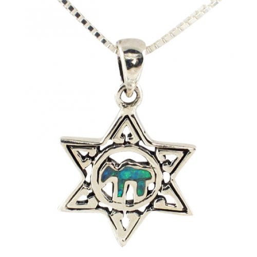 Silver and Opal Star of David 