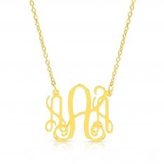 Silver or Gold Plated Stainless Steel Necklace with Ornate Initial Letter Pendant