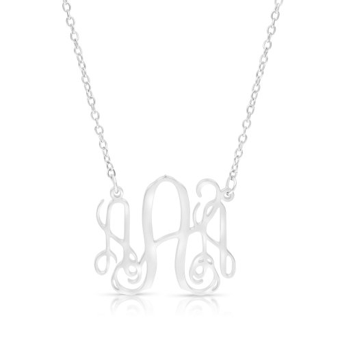 Silver or Gold Plated Stainless Steel Necklace with Ornate Initial Letter Pendant