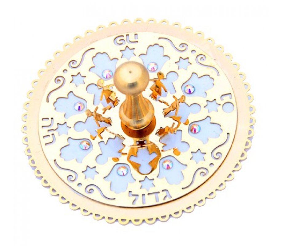 Silver-Gold Dancing Children Dreidel by Ester Shahaf