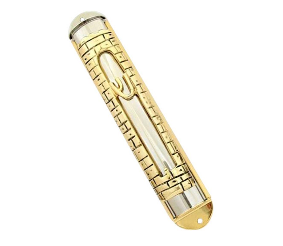 Silver-Gold Jerusalem Wall Mezuzah