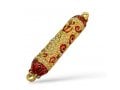 Small Gold Color Metal Mezuzah Case with Stones, Enamel - Choice of Colors