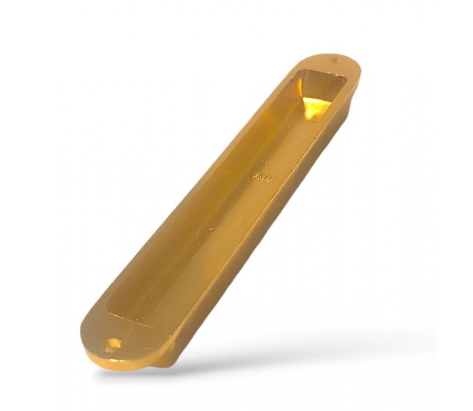 Small Gold Mezuzah Case, Western Wall and Crown Image - Blue Green Enamel