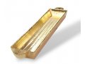 Small Mezuzah Case, Gold Metal with Blue Enamel  Candle and Shin