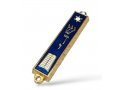 Small Mezuzah Case, Gold Metal with Blue Enamel  Ten Commandments