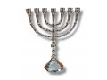 Small Nickel Seven Branch Menorah - 8 Inches