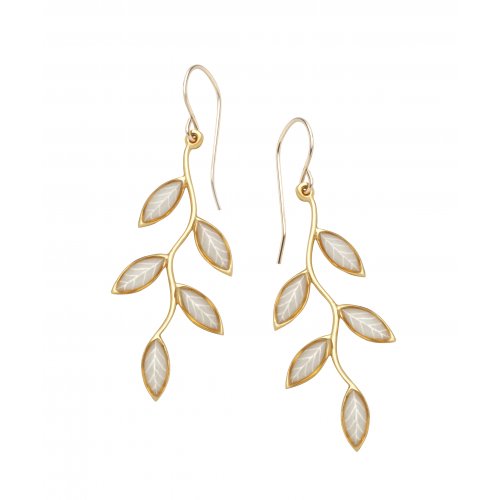 Small Olive Branch Earrings - Pearl Color