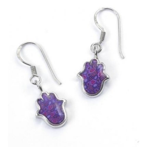 Small Purple Hamsa Earrings