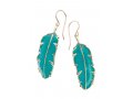 Small Turquoise Paradisaea Feather Earrings