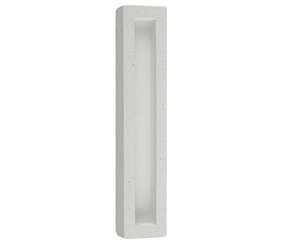Smooth Stone-Like White Mezuzah Case with Gold Stripe and Gold Shin