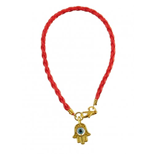 Special Offer! Red Cord Kabbalah Bracelet, Hamsa Charm - Gold
