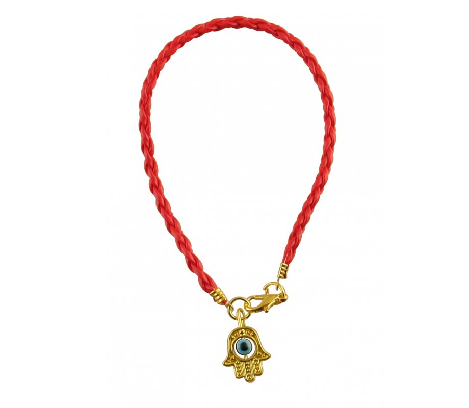 Special Offer! Red Cord Kabbalah Bracelet, Hamsa Charm - Gold