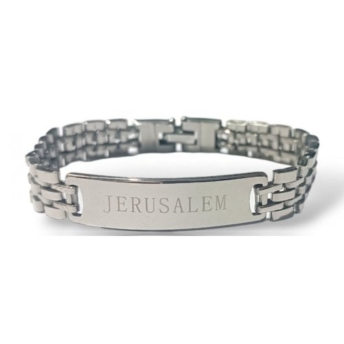 Stainless Steel Bracelet, Center Plaque with Word 