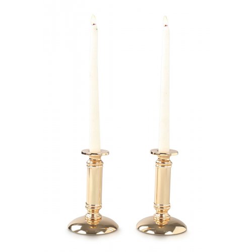 Stainless Steel Gold Candlesticks, Gleaming Smooth Surface - Small Height