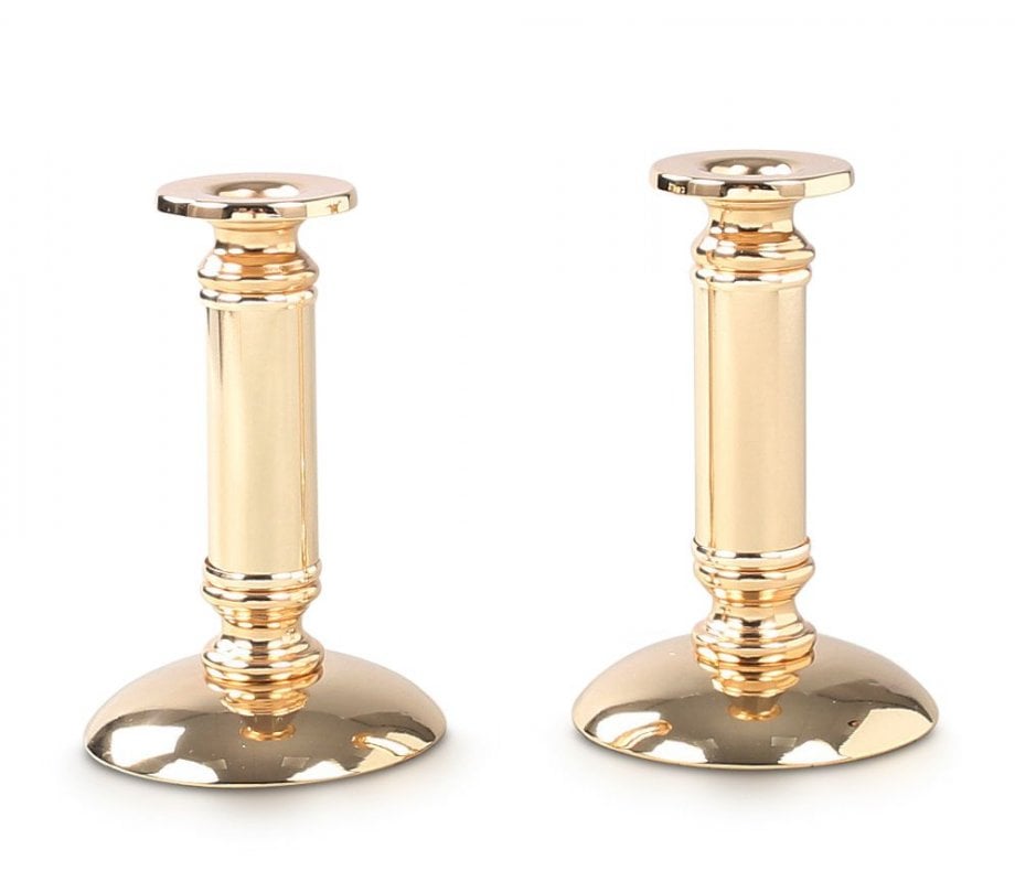 Stainless Steel Gold Candlesticks, Gleaming Smooth Surface - Small Height