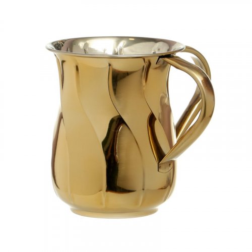 Stainless Steel Netilat Yadayim Wash Cup – Gold Wave