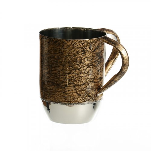 Stainless Steel Netilat Yadayim Wash Cup – Two Tone Gold with Black Streaks