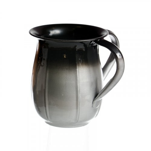 Stainless Steel Netilat Yadayim Wash Cup  Two Tone Silver and Black