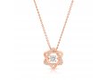 Stainless Steel Pendant Necklace, Rose-Gold Plate - Star of David with Zircons