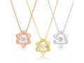 Stainless Steel Pendant Necklace, Rose-Gold Plate - Star of David with Zircons