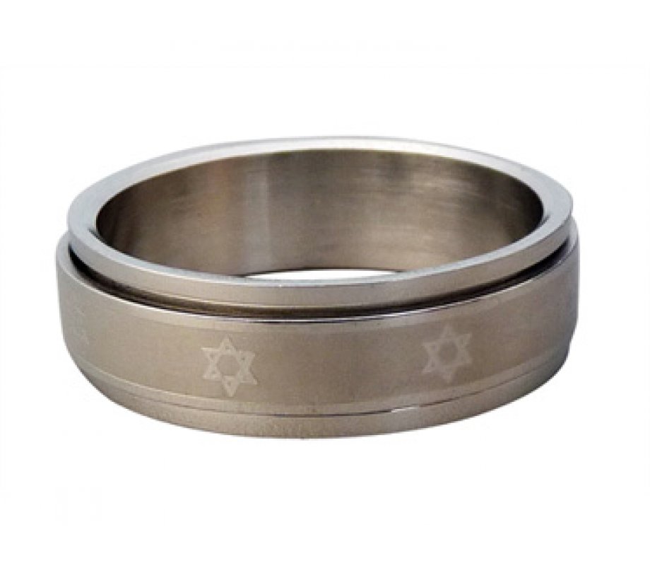 Stainless Steel Revolving Star of David Ring
