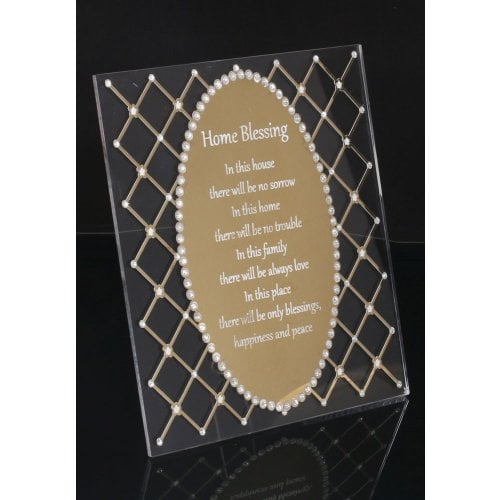 Standing English Home Blessing, Decorative Lucite - Silver or Gold