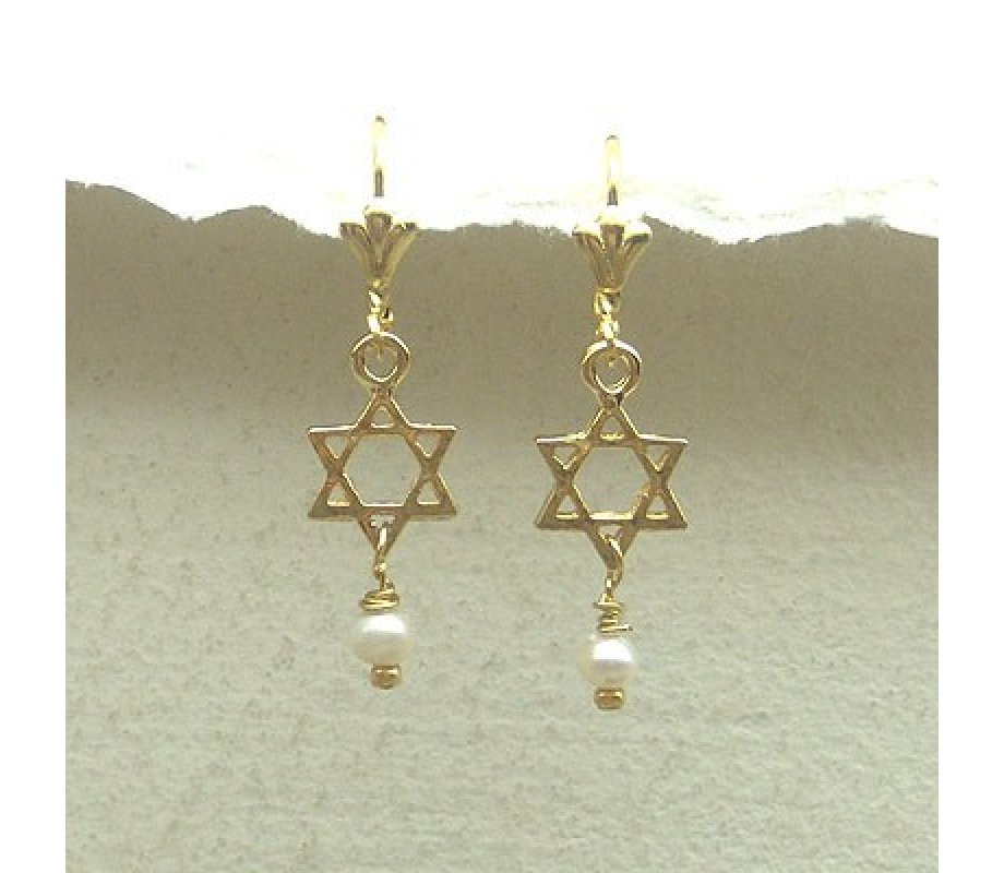 Star of David Earrings with Pearl by Edita