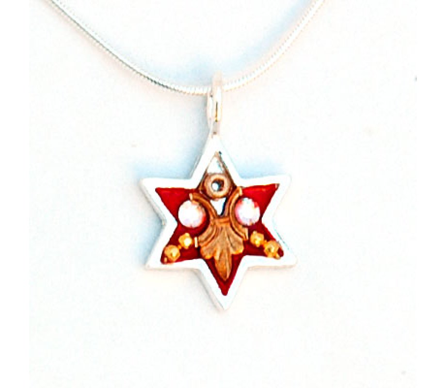 Star of David Necklace in Red by Ester Shahaf