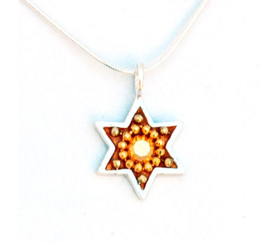 Star of David Necklace with Gold Accents by Ester Shahaf