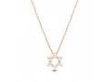 Star of David Pendant on Rose-Gold Plated Sterling Silver Necklace - Zircons