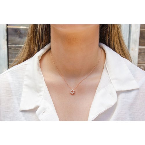 Star of David Pendant on Rose-Gold Plated Sterling Silver Necklace - Zircons