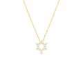 Star of David Pendant on Yellow-Gold Plated Sterling Silver Necklace - Zircons