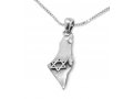 Star of David on Outline of Israel - 925 Sterling Silver Necklace Pendant