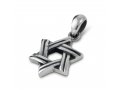 Star of David with Cut Line Design, 925 Sterling Silver Pendant Necklace
