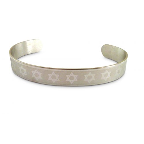 Stars of David Adjustable One Size Cuff Stainless Steel Bracelet