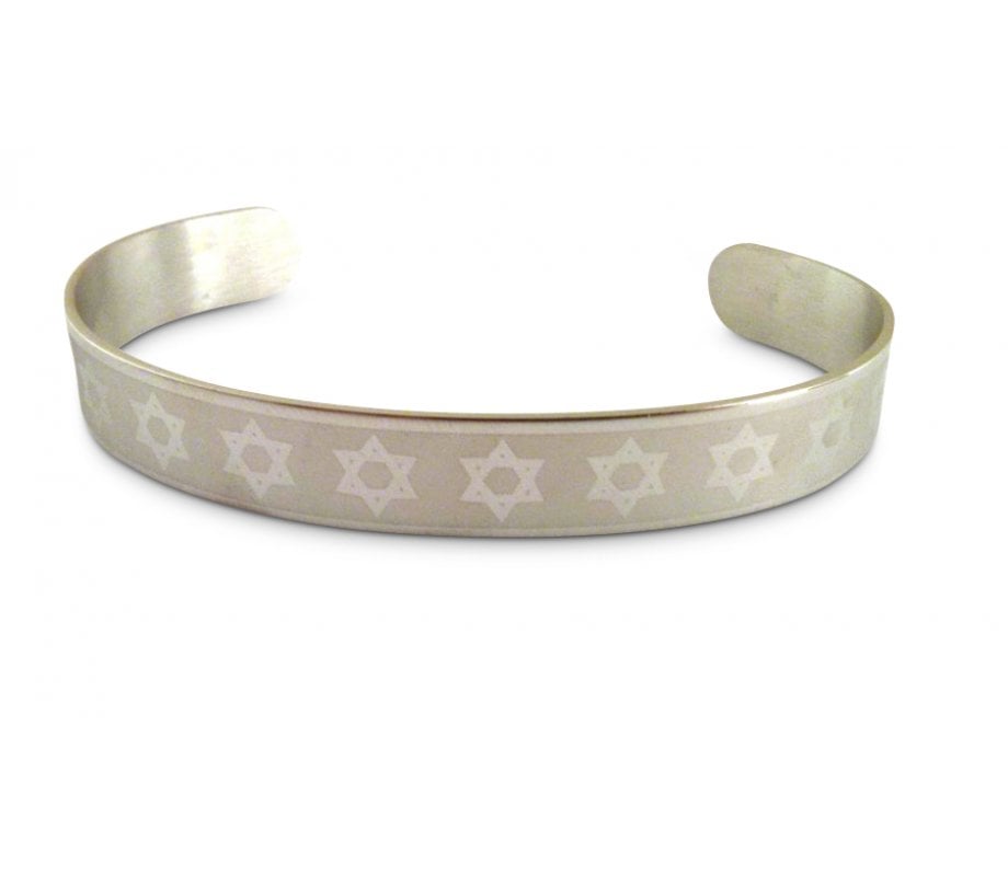 Stars of David Adjustable One Size Cuff Stainless Steel Bracelet