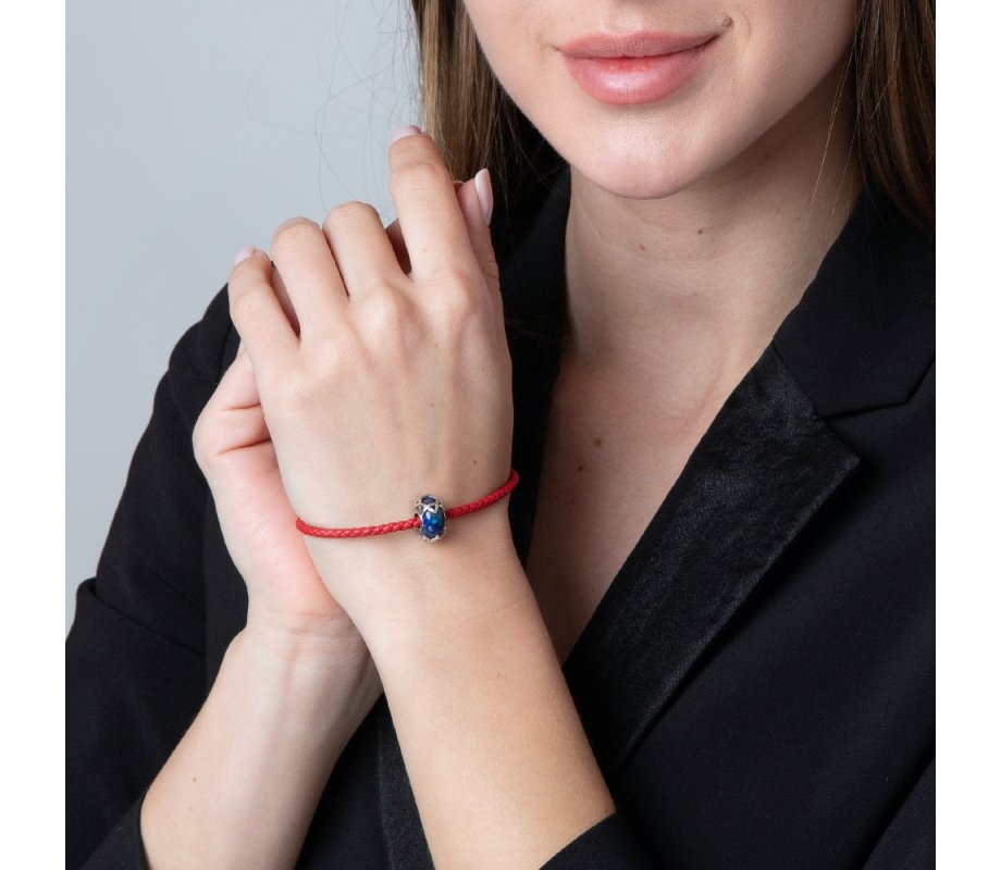 Sterling Silver Bead Charm, Star of David on Eilat Stone