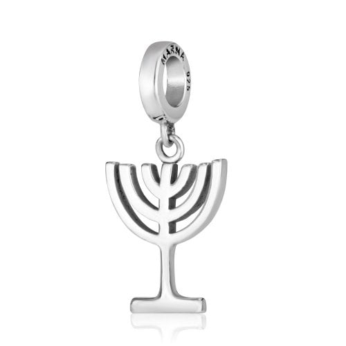 Sterling Silver Bracelet Charm - 7-Branch Temple Menorah