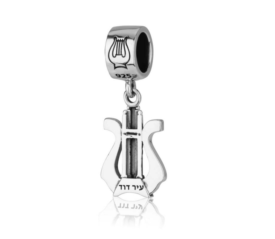 Sterling Silver Bracelet Charm - King David Lyre