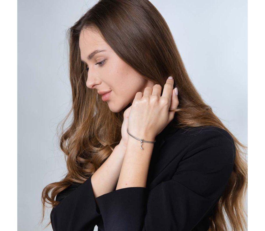 Sterling Silver Bracelet Charm - Shofar with Star of David Decoration