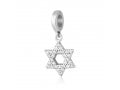 Sterling Silver Bracelet Charm - Star of David Filled with Crystal Stones