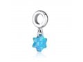 Sterling Silver Charm with Hanging Blue Opal Pendant - Star of David
