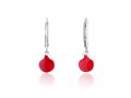 Sterling Silver Dangle Earrings - Red Pomegranates