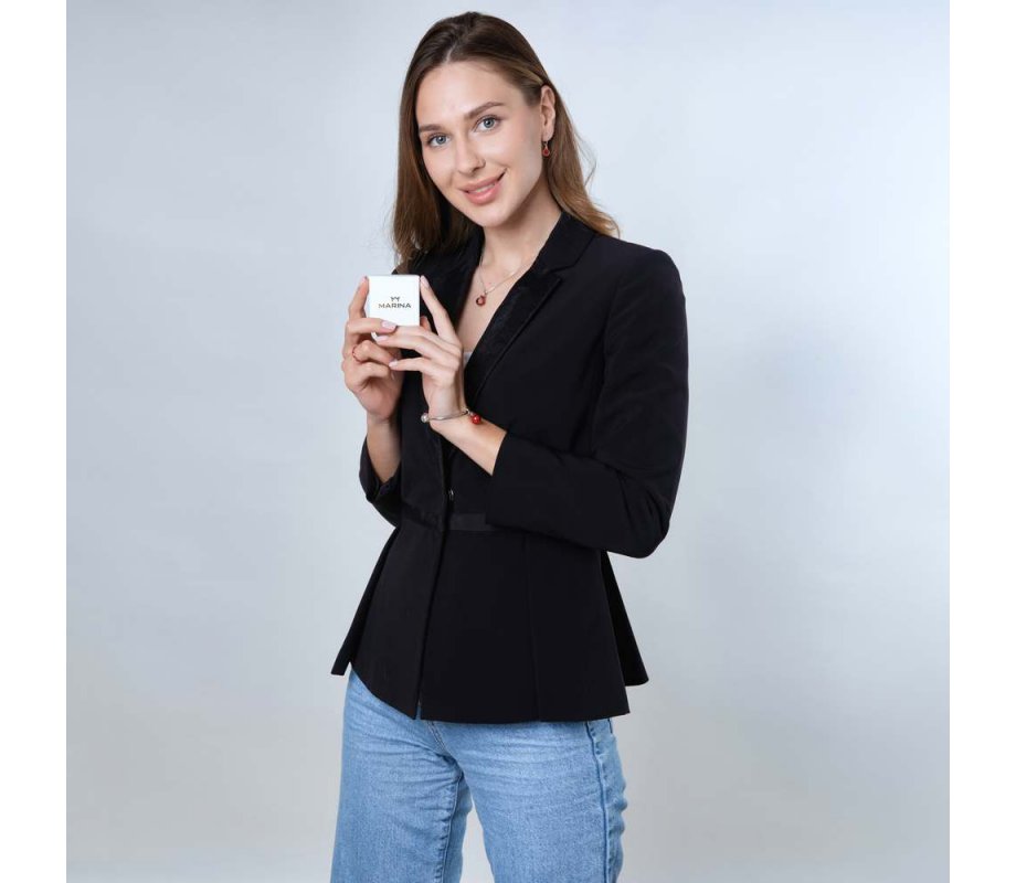 Sterling Silver Dangle Earrings - Red Pomegranates