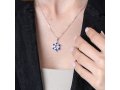 Sterling Silver Double Star of David Pendant Necklace - Blue Enamel and Crystals