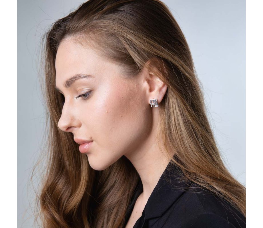 Sterling Silver Earrings - Cutout Letters of Ahava Love